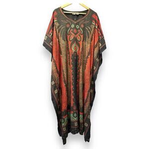 Sante orange peach kaftan muumuu‎ earth mama hippie OS